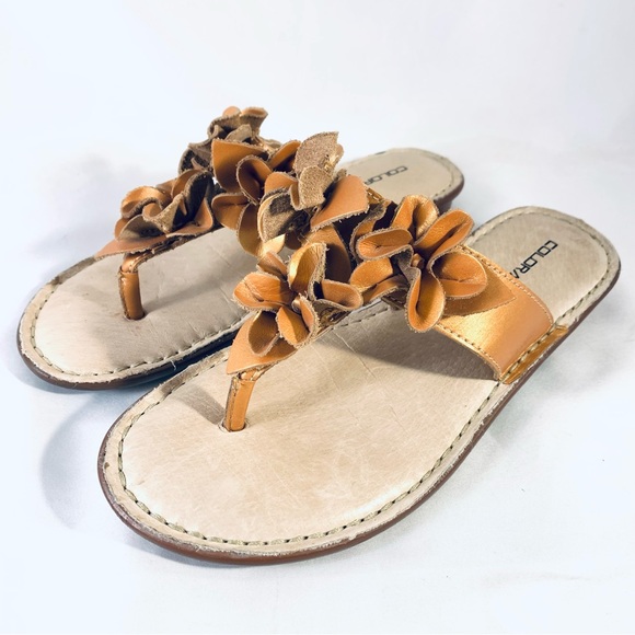 Colorado Shoes - Colorado Opanka Ladies Leather Thongs Sandals Rianna Gold Metallic Size AU 7